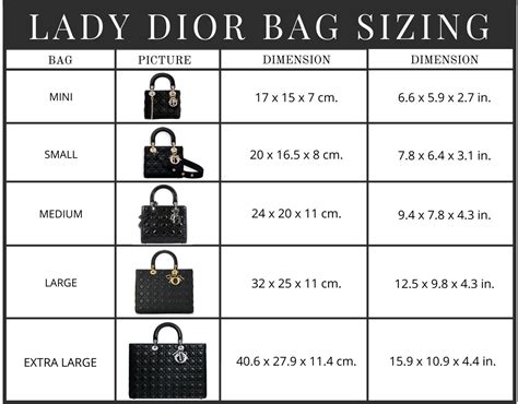 lady dior bag measurements|lady dior bag size guide.